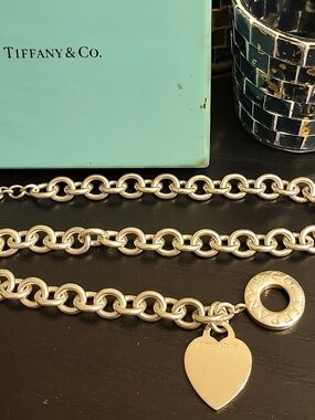Authentic Tiffany & Co Sterling Heart Tag Toggle Necklace - 16" Y2k Classic